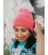 Elle**Hot Pink Beanie Hat with White Faux Fur Pom Pom