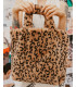 Christina**Brown Leopard Faux Fur Tote Bag
