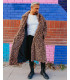 Justin Leopard Print Faux Fur Overcoat