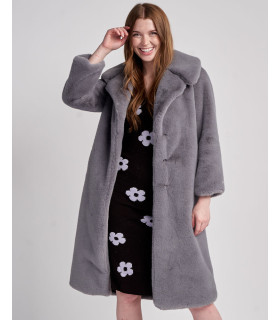 Paris**Grey Faux Fur Coat